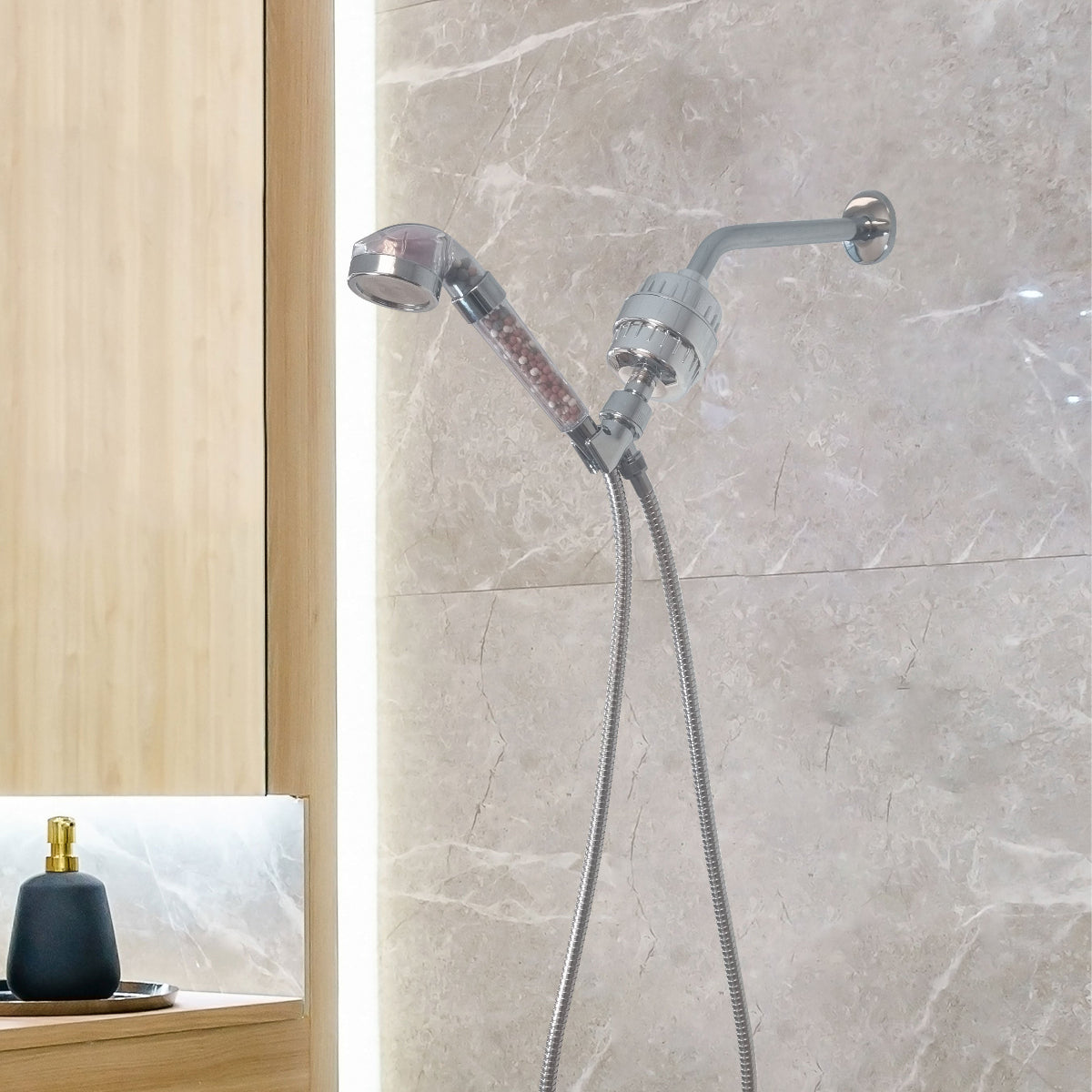 LED Ionic Showerhead Complete Shower Kit