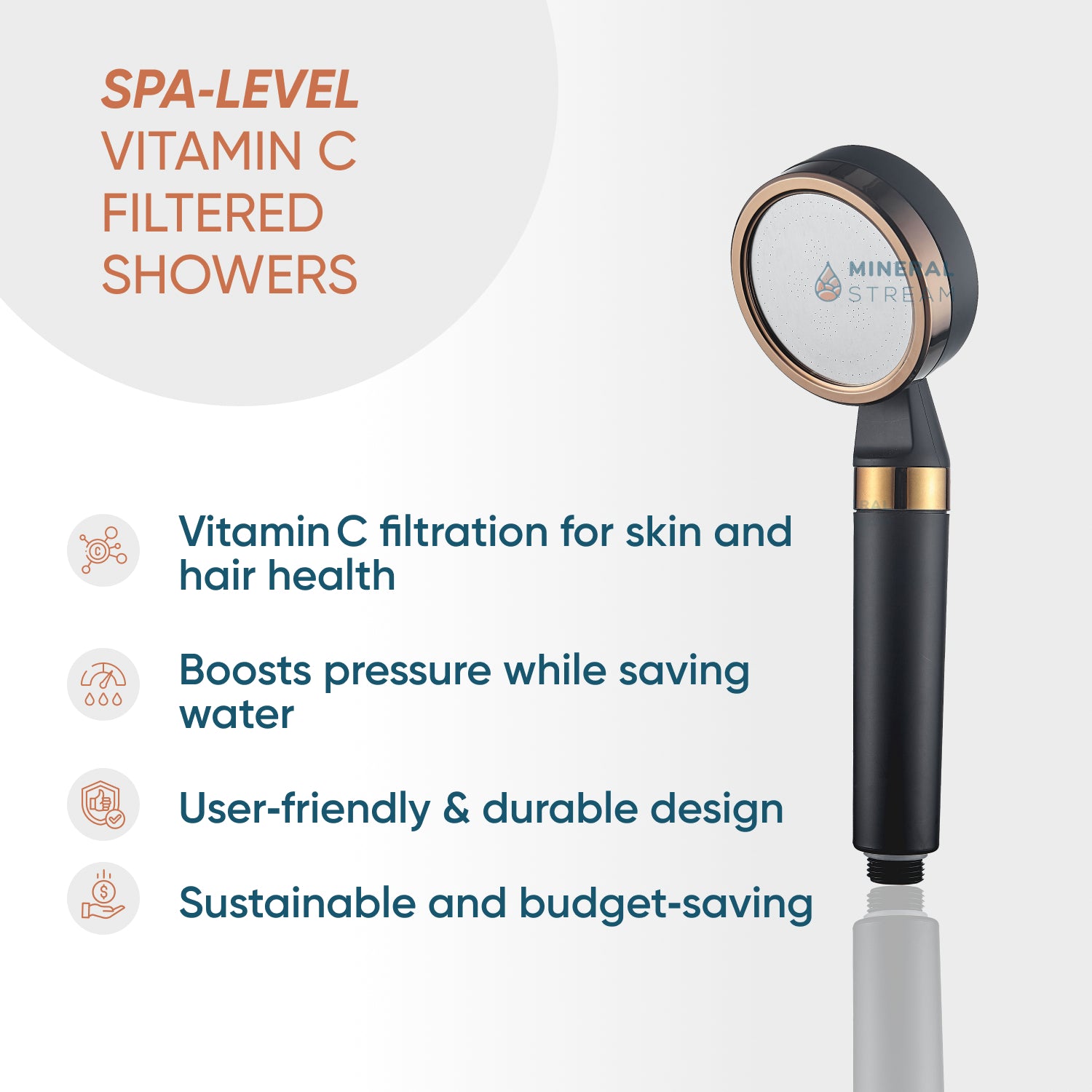 MineralStream™ BLACK - Vitamin C Dual Shower System