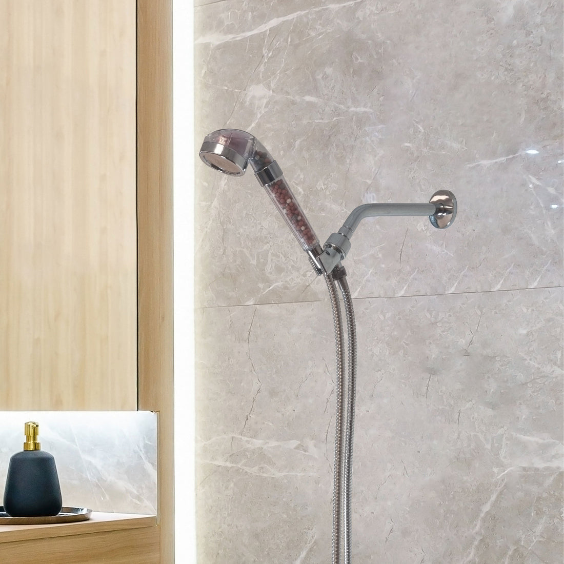 LED Ionic Showerhead Shower Essentials Kit