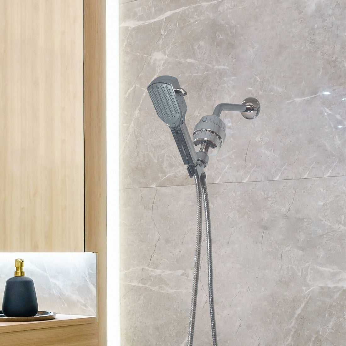 Detangler Comb Showerhead Complete Shower Kit